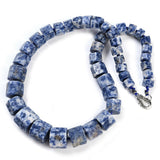Gemstone Glass Crystal Hexagon Quartz Jasper Aventurine Smooth Glossy Square Beaded Necklace White Silver Gray N134