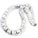 Gemstone Glass Crystal Hexagon Quartz Jasper Aventurine Smooth Glossy Square Beaded Necklace White Silver Gray N134
