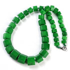 Gemstone Glass Crystal Hexagon Quartz Jasper Aventurine Smooth Glossy Square Beaded Necklace White Silver Gray N134