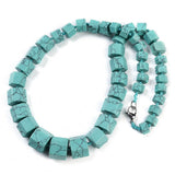 Gemstone Glass Crystal Hexagon Quartz Jasper Aventurine Smooth Glossy Square Beaded Necklace White Silver Gray N134