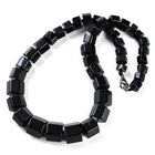 Gemstone Glass Crystal Hexagon Quartz Jasper Aventurine Smooth Glossy Square Beaded Necklace White Silver Gray N134