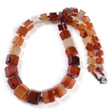Gemstone Glass Crystal Hexagon Quartz Jasper Aventurine Smooth Glossy Square Beaded Necklace White Silver Gray N134