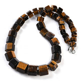 Gemstone Glass Crystal Hexagon Quartz Jasper Aventurine Smooth Glossy Square Beaded Necklace White Silver Gray N134