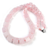 Gemstone Glass Crystal Hexagon Quartz Jasper Aventurine Smooth Glossy Square Beaded Necklace White Silver Gray N134