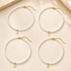 Stainless Steel Pearl Letter Band Polished Pendant Necklace White Gold 16.22 in N135 product image 2