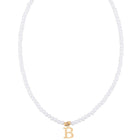 Stainless Steel Pearl Letter Band Polished Pendant Necklace White Gold 16.22 in N135