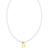 Stainless Steel Pearl Letter Band Polished Pendant Necklace White Gold 16.22 in N135