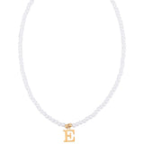 Stainless Steel Pearl Letter Band Polished Pendant Necklace White Gold 16.22 in N135