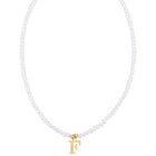 Stainless Steel Pearl Letter Band Polished Pendant Necklace White Gold 16.22 in N135