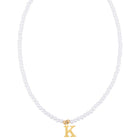 Stainless Steel Pearl Letter Band Polished Pendant Necklace White Gold 16.22 in N135