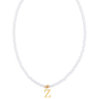 Stainless Steel Pearl Letter Band Polished Pendant Necklace White Gold 16.22 in N135
