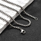 Stainless Steel Box Polished Shiny Lobster Clasp Chain Necklace Silver 23.6 in N136 product image 5