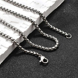 Stainless Steel Box Polished Shiny Lobster Clasp Chain Necklace Silver 23.6 in N136 product image 5