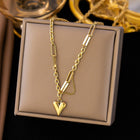 Stainless Steel Heart Extender Womens Smooth Pendant Necklace Gold 19.09 in N137 product image 1