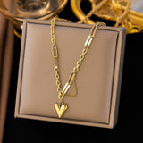 Stainless Steel Heart Extender Womens Smooth Pendant Necklace Gold 19.09 in N137 product image 1