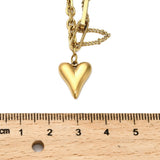 Stainless Steel Heart Extender Womens Smooth Pendant Necklace Gold 19.09 in N137 product image 3