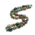 Gemstone Agate Ruby Zoisite Lobster Clasp Smooth Polished Oval Round Beaded Necklace Green Brown White Pink 18.5 in N138
