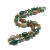 Gemstone Agate Ruby Zoisite Lobster Clasp Smooth Polished Oval Round Beaded Necklace Green Brown White Pink 18.5 in N138