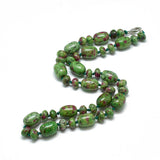 Gemstone Agate Ruby Zoisite Lobster Clasp Smooth Polished Oval Round Beaded Necklace Green Brown White Pink 18.5 in N138