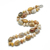 Gemstone Agate Ruby Zoisite Lobster Clasp Smooth Polished Oval Round Beaded Necklace Green Brown White Pink 18.5 in N138