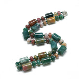 Gemstone Agate Jade Quartz Rainbow Jasper Aquamarine Smooth Rectangle Beaded Necklace Pink Turquoise Multicolored Blue N139