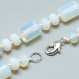 Gemstone Agate Jade Quartz Rainbow Jasper Aquamarine Smooth Rectangle Beaded Necklace Pink Turquoise Multicolored Blue N139