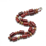 Gemstone Agate Jade Quartz Rainbow Jasper Aquamarine Smooth Rectangle Beaded Necklace Pink Turquoise Multicolored Blue N139