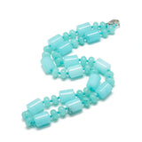 Gemstone Agate Jade Quartz Rainbow Jasper Aquamarine Smooth Rectangle Beaded Necklace Pink Turquoise Multicolored Blue N139