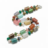 Gemstone Agate Jade Quartz Rainbow Jasper Aquamarine Smooth Rectangle Beaded Necklace Pink Turquoise Multicolored Blue N139