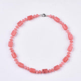 Gemstone Agate Jade Quartz Rainbow Jasper Aquamarine Smooth Rectangle Beaded Necklace Pink Turquoise Multicolored Blue N139
