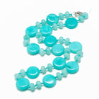 Glass Agate Flat Round Jasper Quartz Jade Tiger Eye Smooth Polished Oval Beaded Necklace Green Pink Blue Brown 18.5 in N140