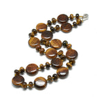 Glass Agate Flat Round Jasper Quartz Jade Tiger Eye Smooth Polished Oval Beaded Necklace Green Pink Blue Brown 18.5 in N140