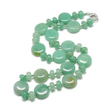 Glass Agate Flat Round Jasper Quartz Jade Tiger Eye Smooth Polished Oval Beaded Necklace Green Pink Blue Brown 18.5 in N140