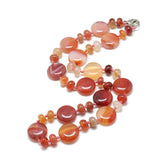 Glass Agate Flat Round Jasper Quartz Jade Tiger Eye Smooth Polished Oval Beaded Necklace Green Pink Blue Brown 18.5 in N140