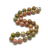Gemstone Round Agate Jasper Tiger Eye Quartz Jade Glossy Shiny Beaded Necklace Black N141