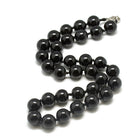 Gemstone Round Agate Jasper Tiger Eye Quartz Jade Glossy Shiny Beaded Necklace Black N141