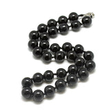 Gemstone Round Agate Jasper Tiger Eye Quartz Jade Glossy Shiny Beaded Necklace Black N141