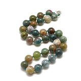 Gemstone Round Agate Jasper Tiger Eye Quartz Jade Glossy Shiny Beaded Necklace Black N141