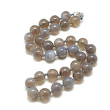 Gemstone Round Agate Jasper Tiger Eye Quartz Jade Glossy Shiny Beaded Necklace Black N141