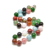 Gemstone Round Agate Jasper Tiger Eye Quartz Jade Glossy Shiny Beaded Necklace Black N141