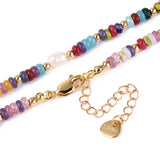 Gold-Plated Pearl Agate Rondelle Beaded Womens Smooth Heart Oval Round Lobster Clasp Chain Necklace 15.94 in N142 product