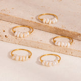 18K Gold-Plated Pearl Womens Smooth Polished Shell Hoop Shape Linear Arrangement Edge Ring R134 product image 4