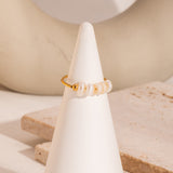 18K Gold-Plated Pearl Womens Smooth Polished Shell Hoop Shape Linear Arrangement Edge Ring R134 product image 5