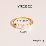 18K Gold-Plated Pearl Womens Smooth Polished Shell Hoop Shape Linear Arrangement Edge Ring R134 product image 6
