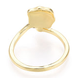 18K Gold-Plated Shell Pearl Lipped Oyster Polished Shiny Leaf Oval Adjustable Open Cuff Ring Silver R135 product image 3