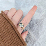 Enamel Rotating Cat Colorful Wide Shiny Face Paws Ears Adjustable Ring Silver Gold 9mm R136 product image 2