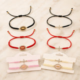 Rhinestone Virgin Mary Cross Womens Matte Textured Oval Adjustable Charm Bracelet Pink Red T131 product image 1