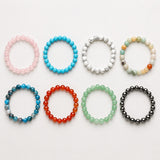 Crystal Hematite Round Flower Quartz Beaded Smooth Adjustable Stretch Bracelet Turquoise T132 product image 4
