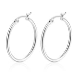 Stainless Steel Smooth Shiny Hinged Closure Hoop Earrings Silver Gold 0.79 in E160