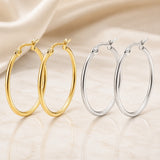 Stainless Steel Smooth Shiny Hinged Closure Hoop Earrings Silver Gold 0.79 in E160 product image 1